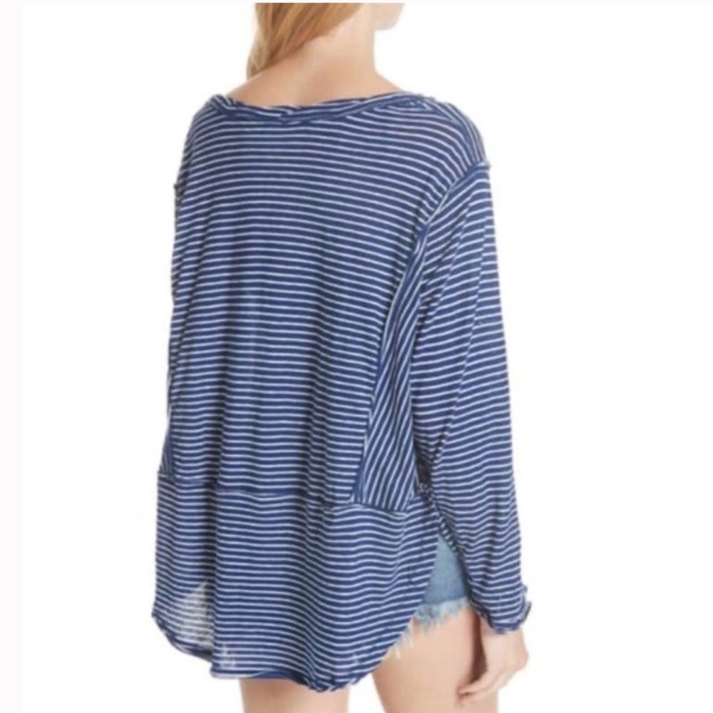We the Free Hong Kong Henley blue/white stripe - Picture 2 of 5